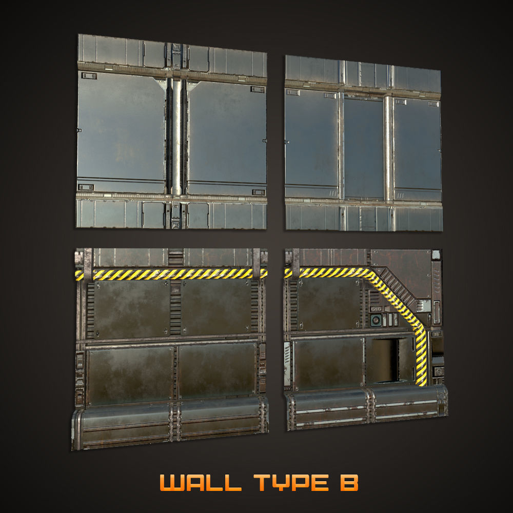 SCI-FI PBR Wall Collection Low-poly 3D model_14