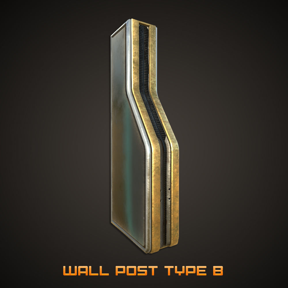 SCI-FI PBR Wall Collection Low-poly 3D model_12