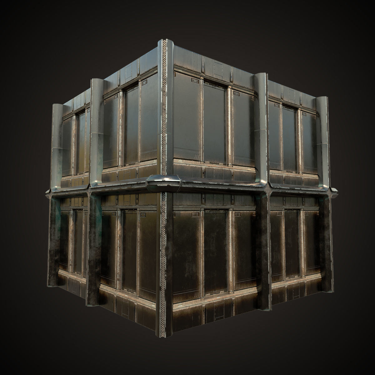 SCI-FI PBR Wall Collection Low-poly 3D model_6