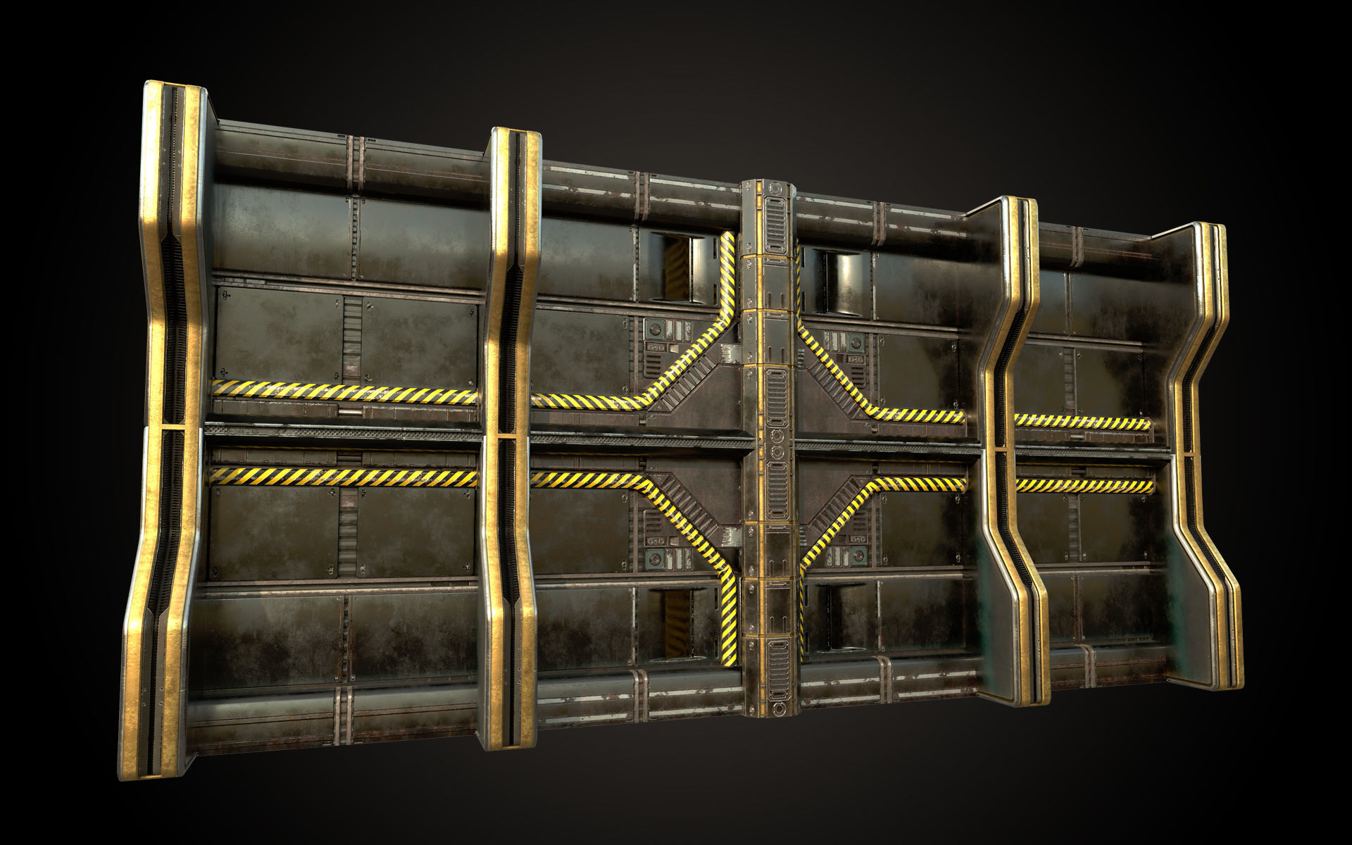 SCI-FI PBR Wall Collection Low-poly 3D model_8