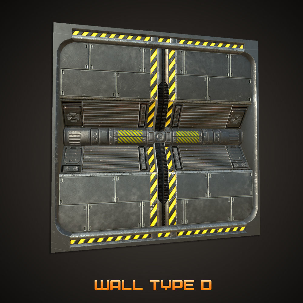 SCI-FI PBR Wall Collection Low-poly 3D model_16