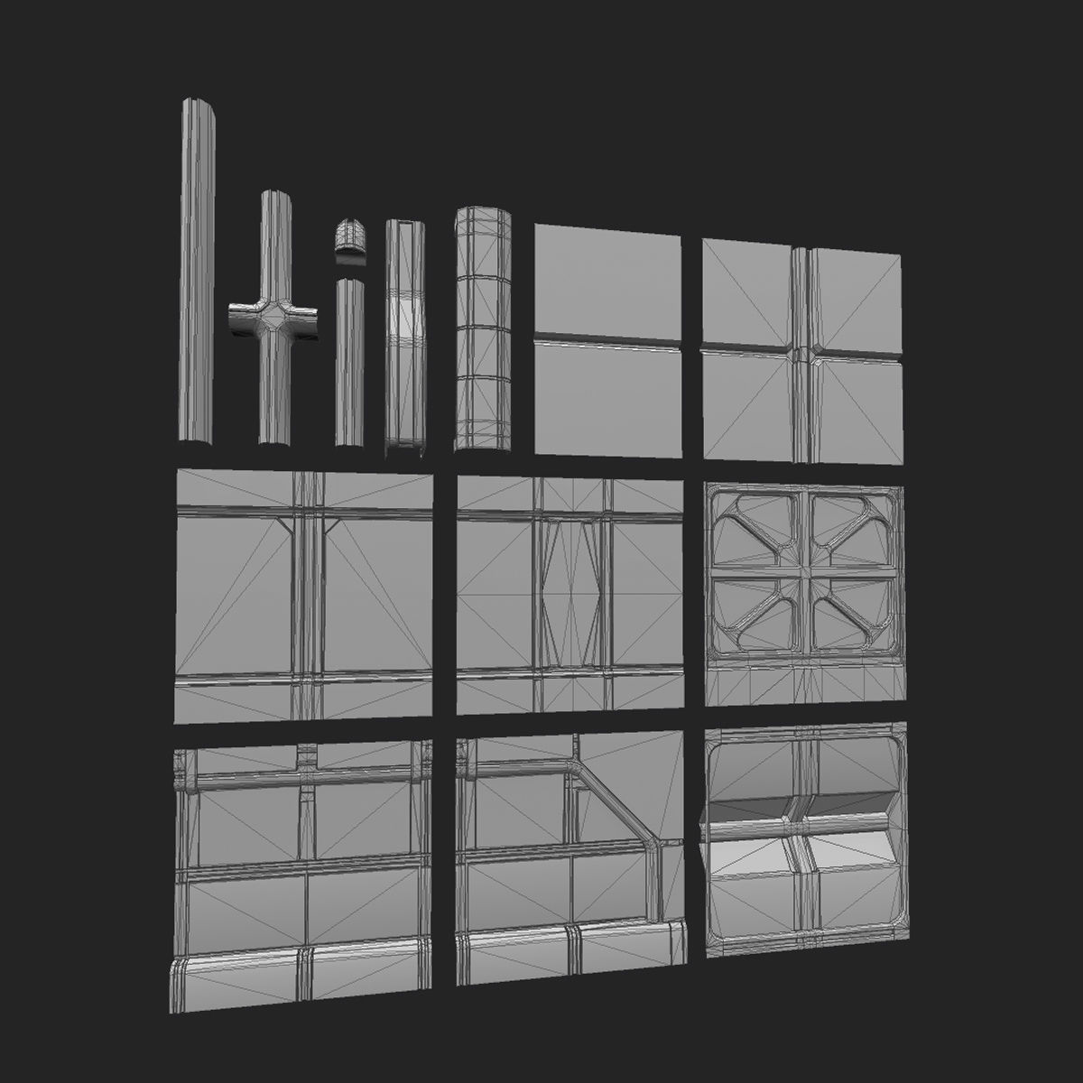 SCI-FI PBR Wall Collection Low-poly 3D model_2