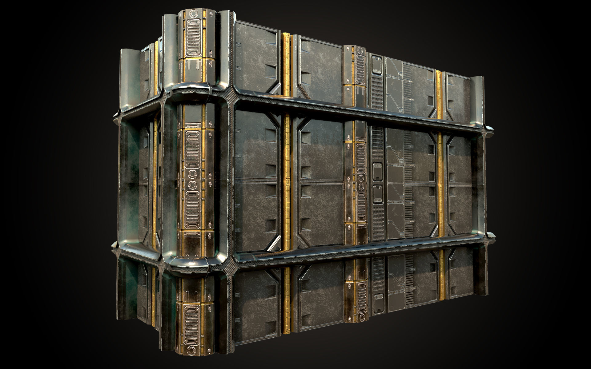 SCI-FI PBR Wall Collection Low-poly 3D model_7