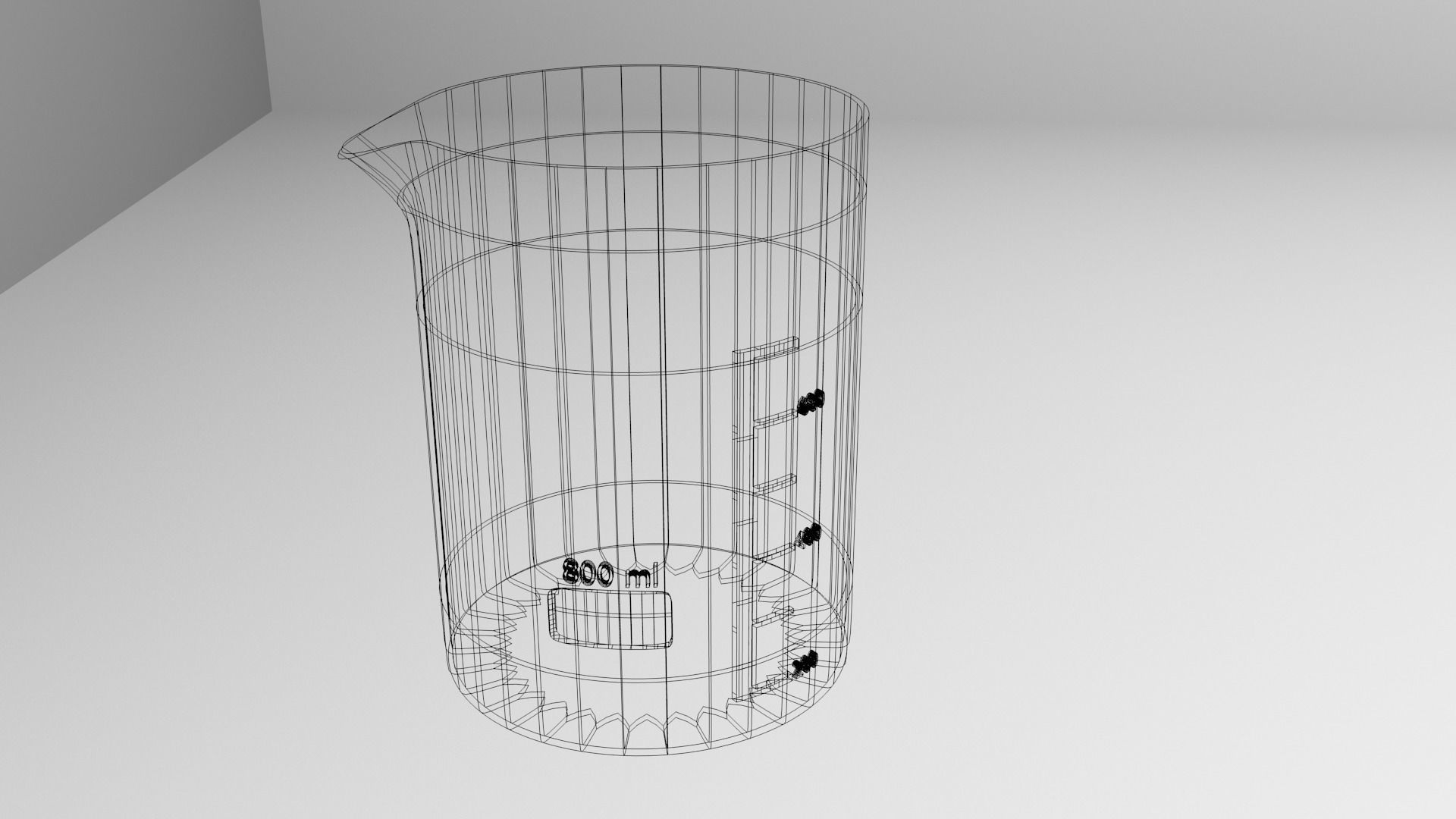 800ml Empty Glass Beaker 3D model_4