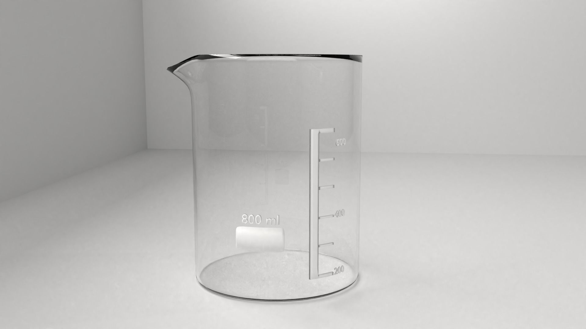 800ml Empty Glass Beaker 3D model_1