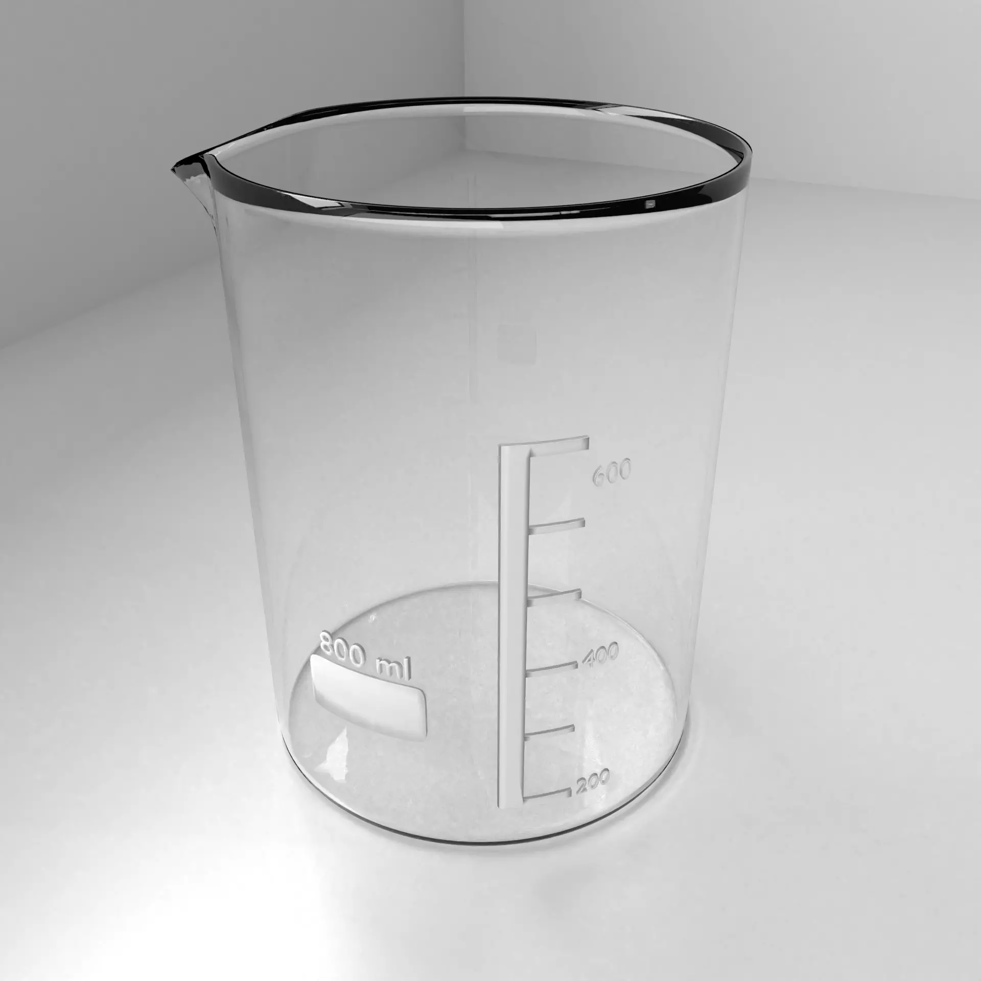 800ml Empty Glass Beaker 3D model_0