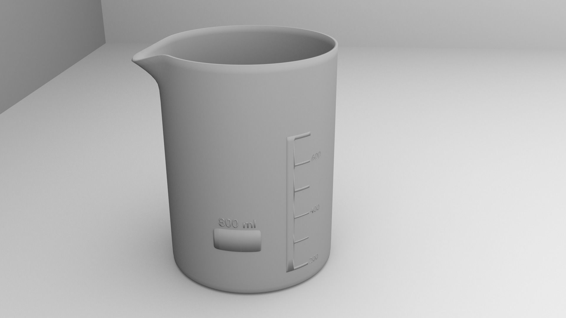 800ml Empty Glass Beaker 3D model_3