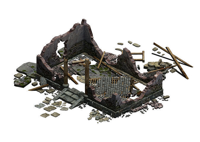 Buildings - ruins 002 3D model