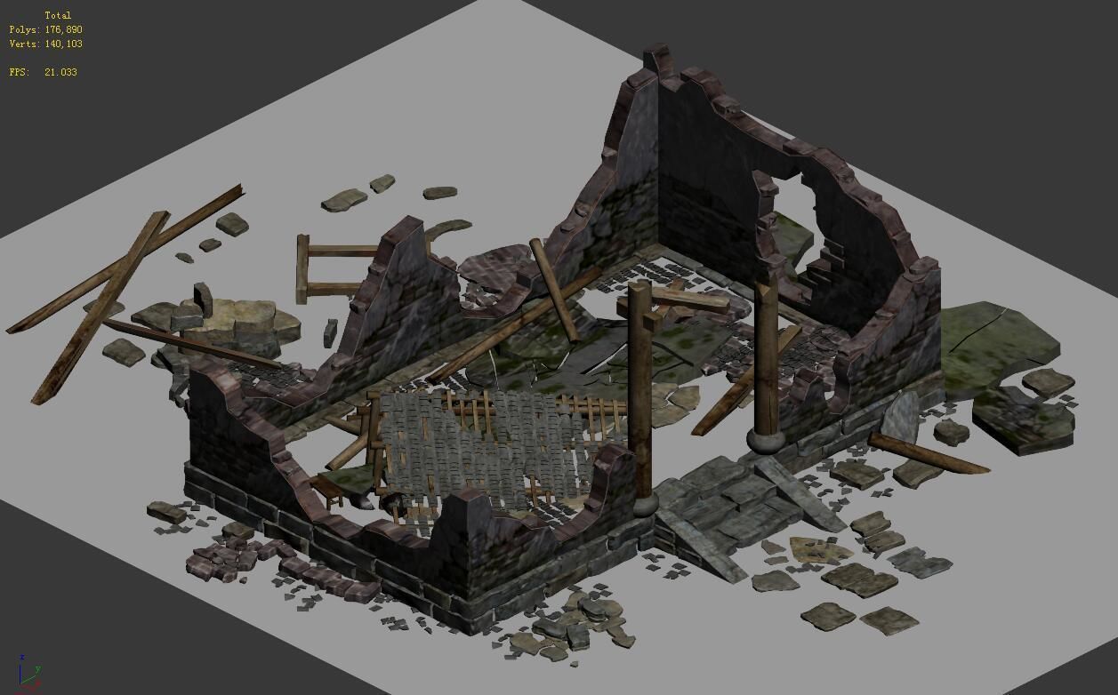 Buildings - ruins 002 3D model_2