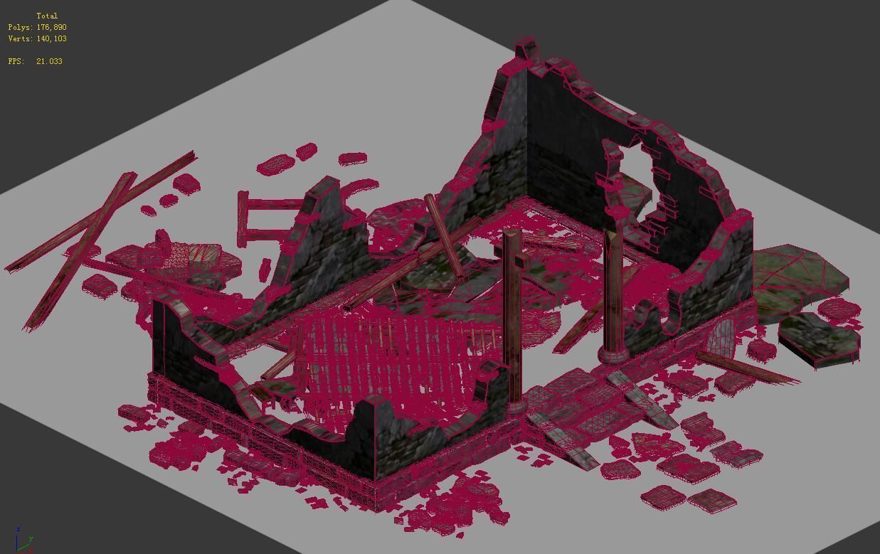 Buildings - ruins 002 3D model_1