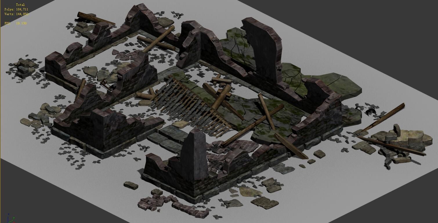 Building - ruins 003 3D model_1