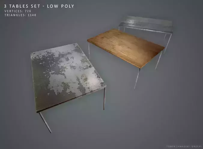 Free 3 Tables Set - Low Poly Free low-poly 3D model