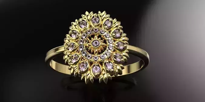 Floral ornament engagement ring