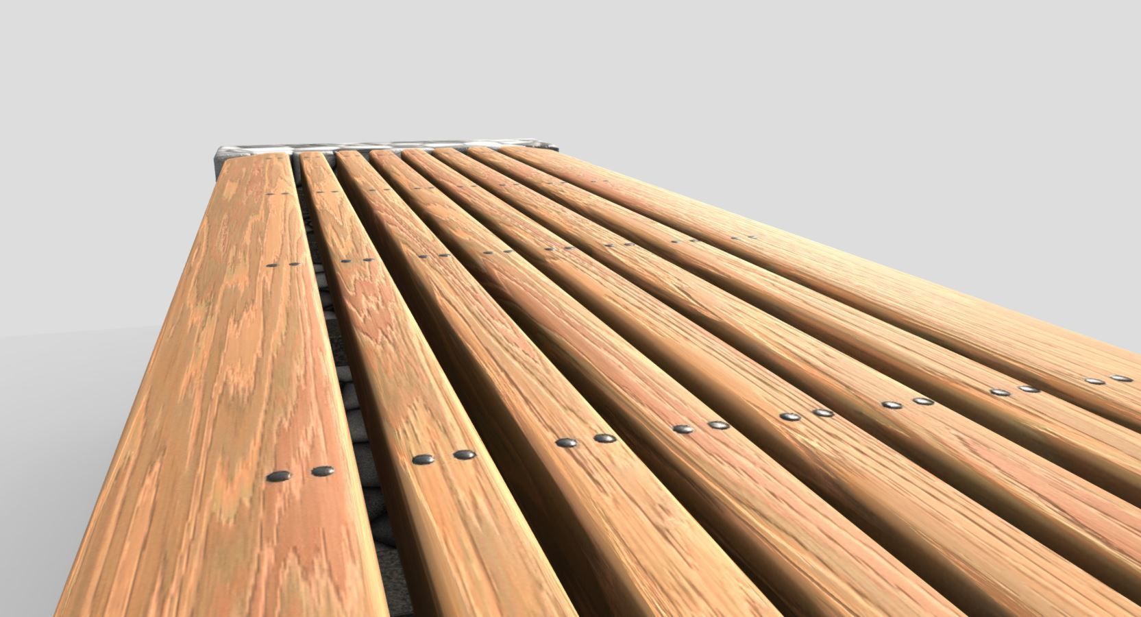 Bench 6 Wood on Mosaic Stone Block Low-poly 3D model_2