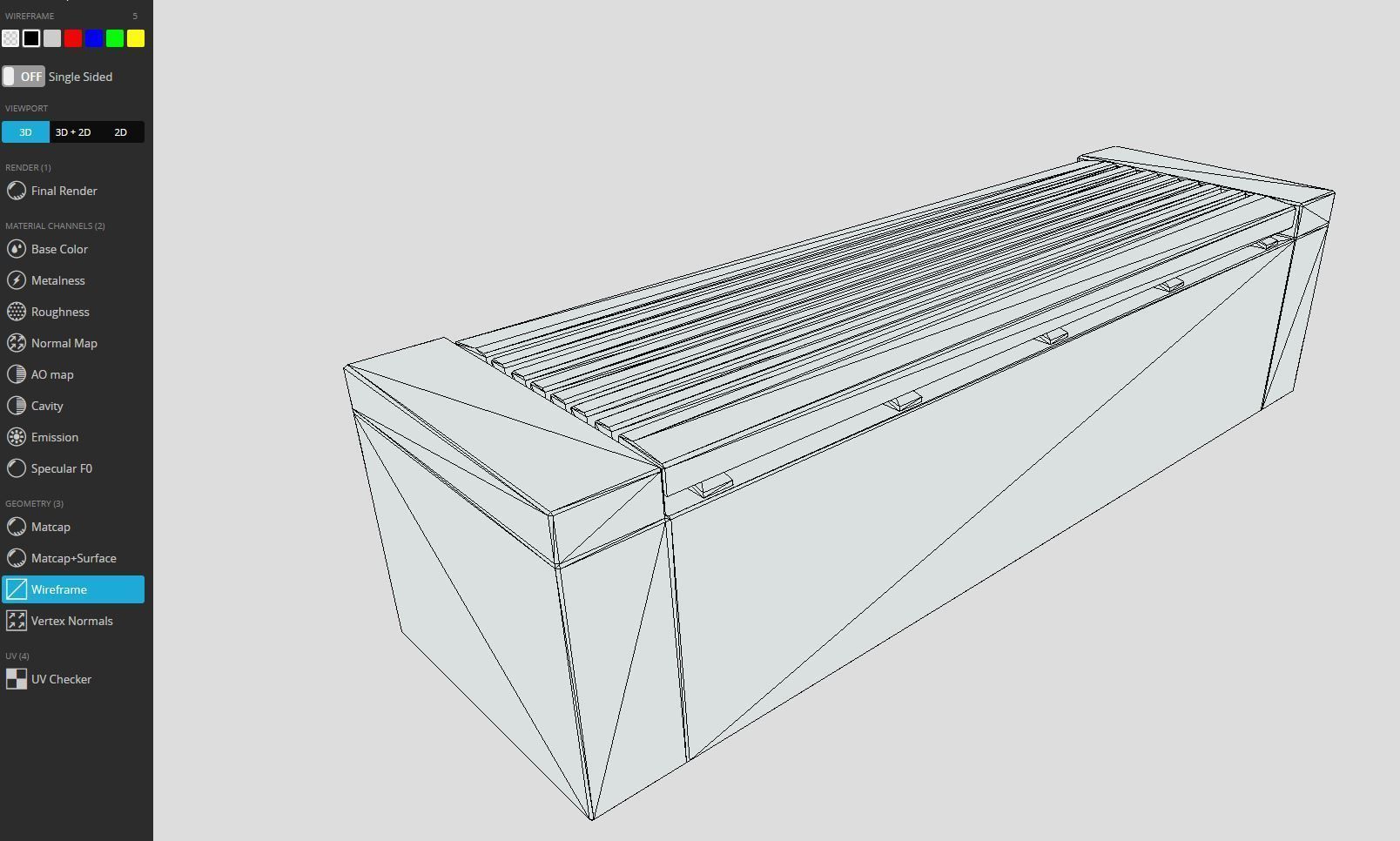 Bench 6 Wood on Mosaic Stone Block Low-poly 3D model_13