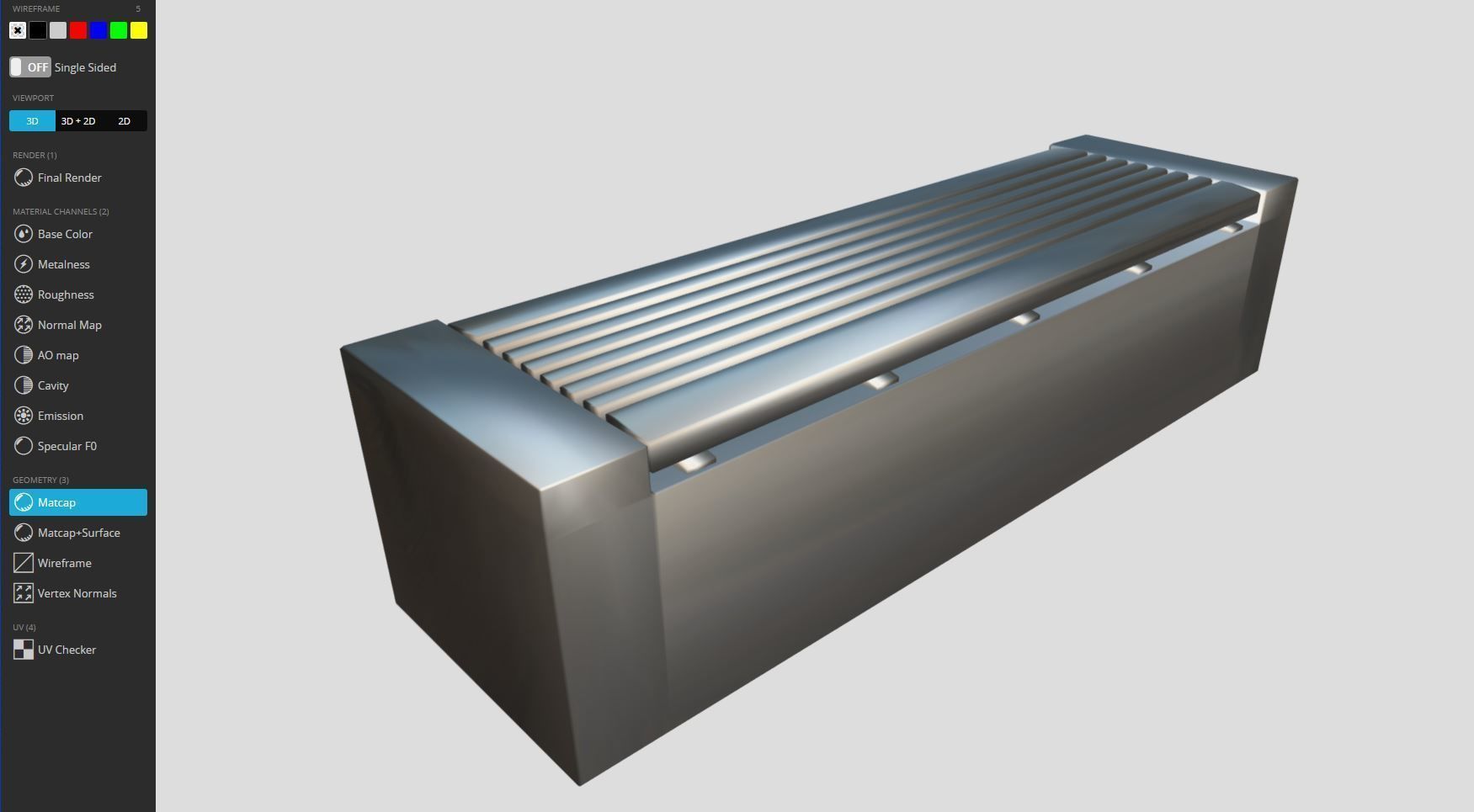 Bench 6 Wood on Mosaic Stone Block Low-poly 3D model_12