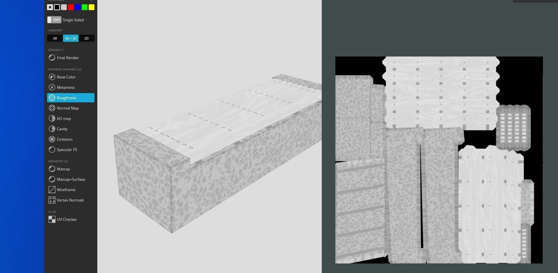 Bench 6 Wood on Mosaic Stone Block Low-poly 3D model_6