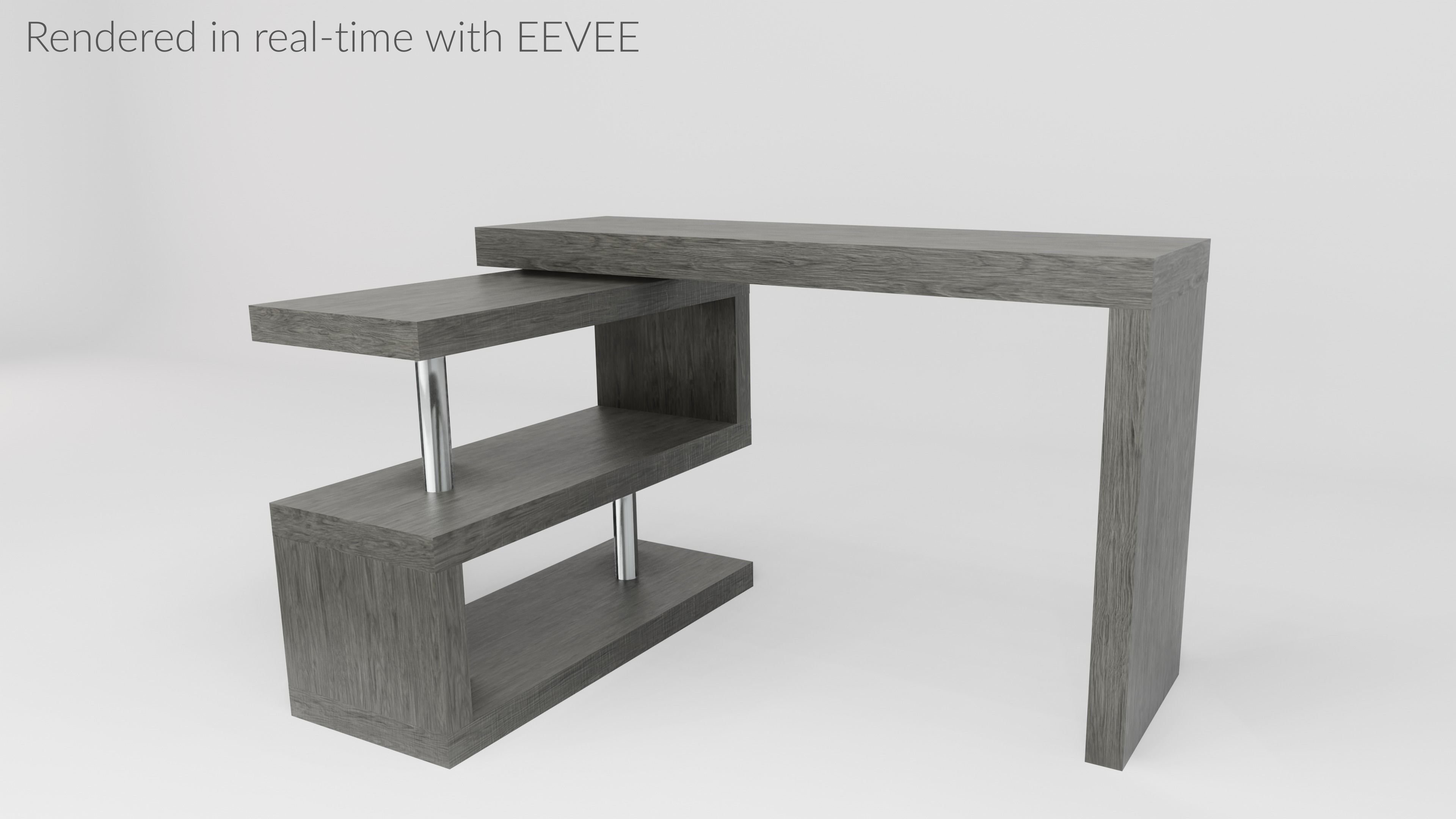 Modern L-shape desk 3D model_2