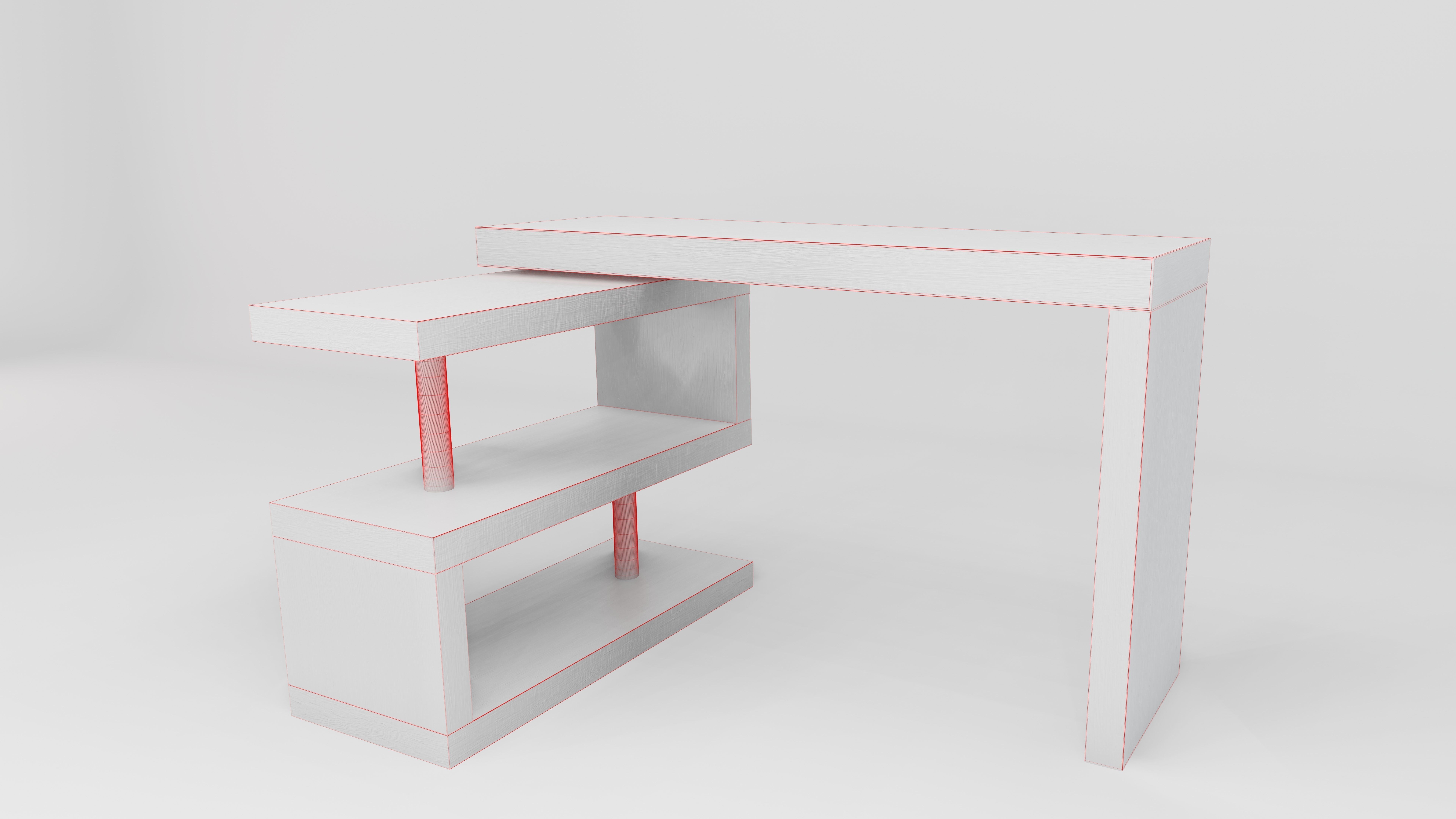 Modern L-shape desk 3D model_8