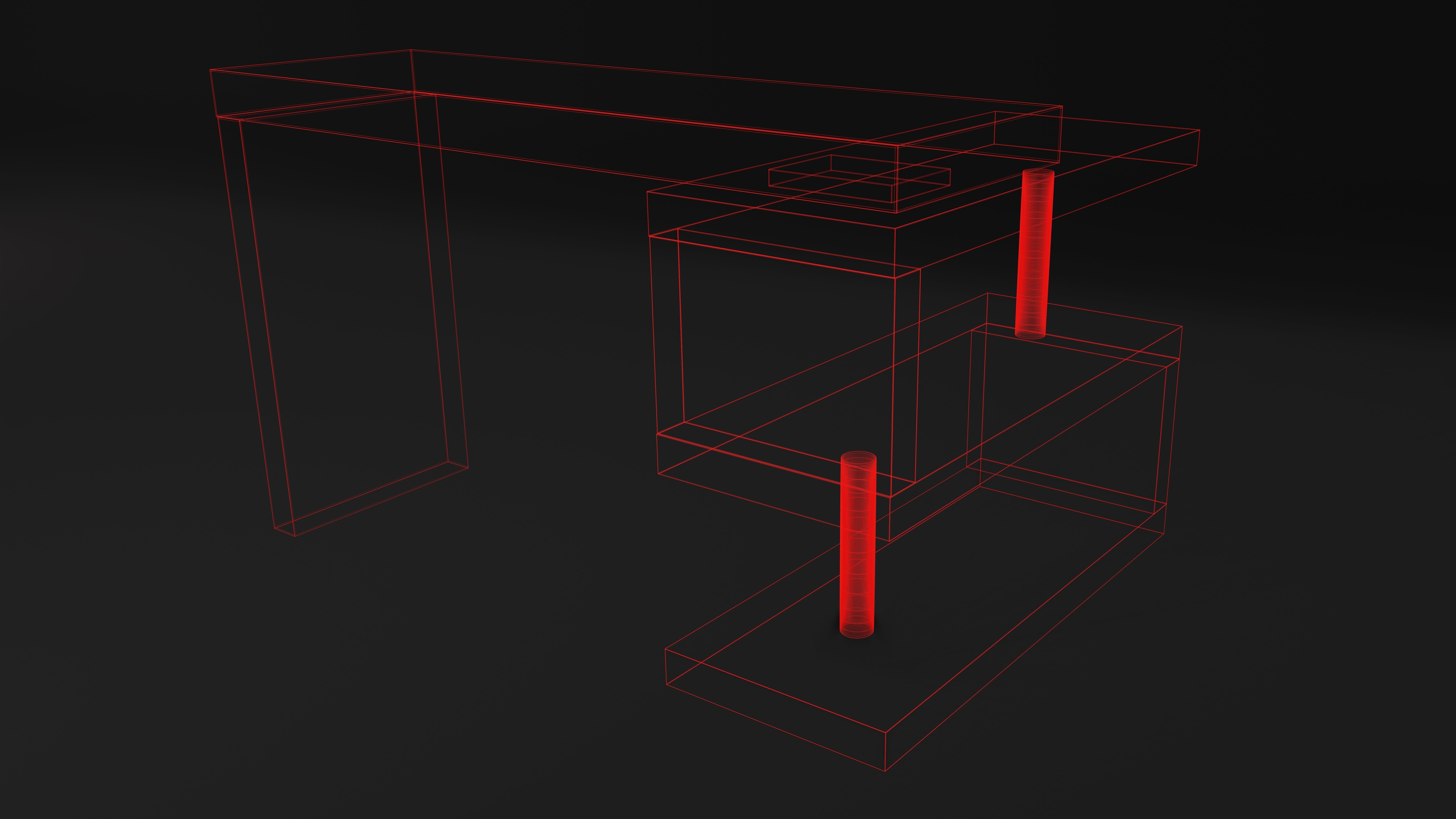 Modern L-shape desk 3D model_10
