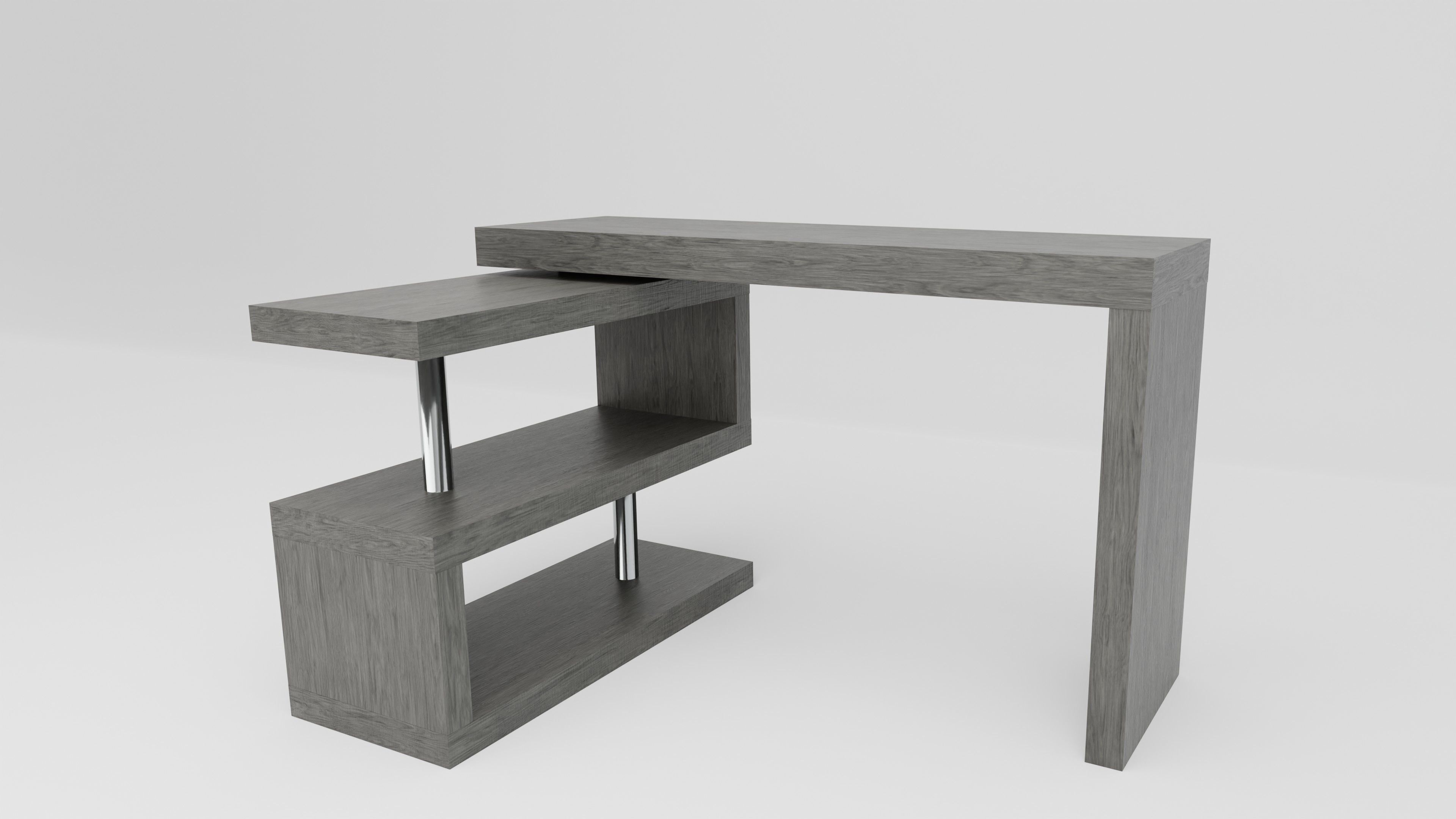 Modern L-shape desk 3D model_0