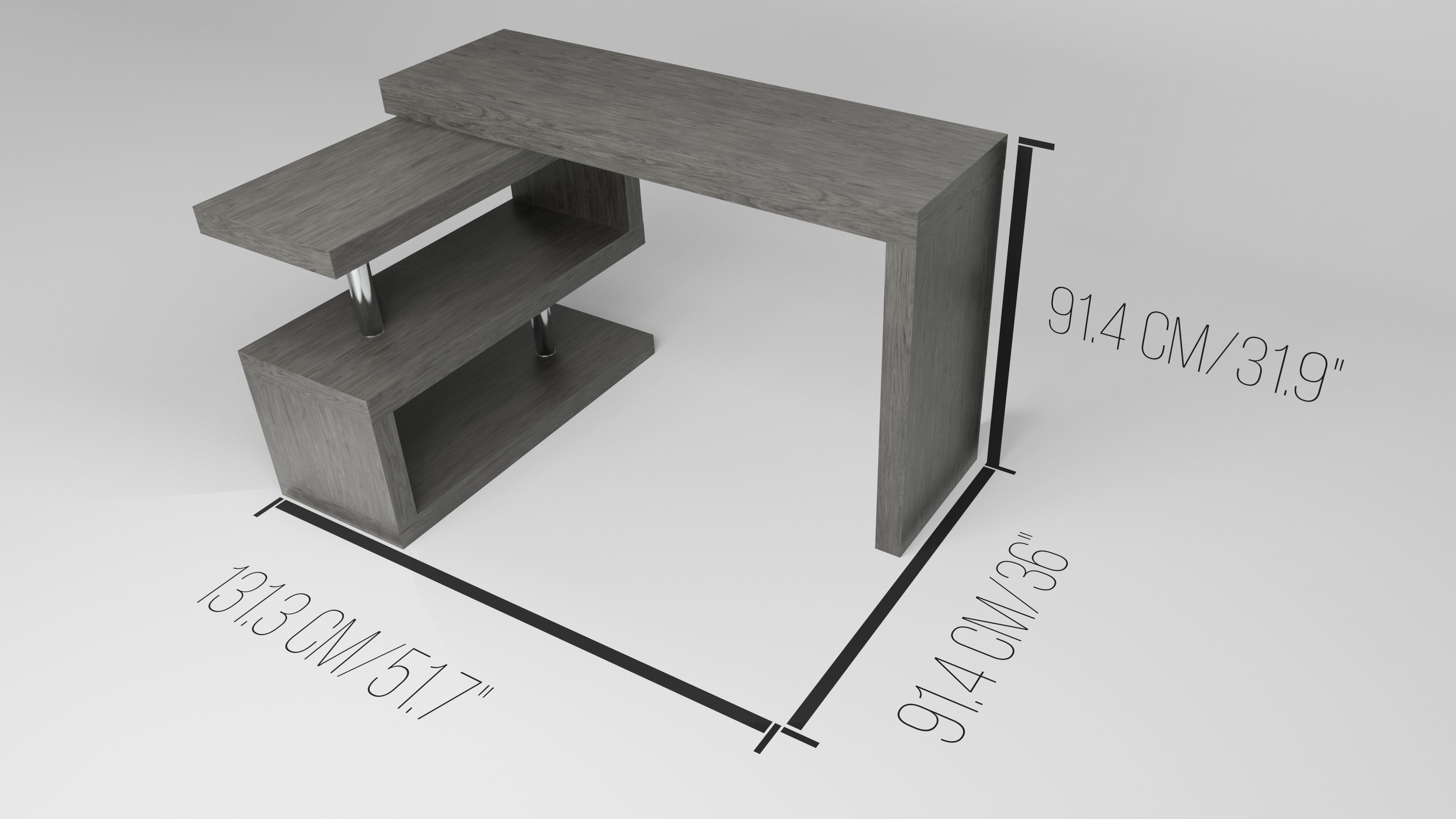 Modern L-shape desk 3D model_7