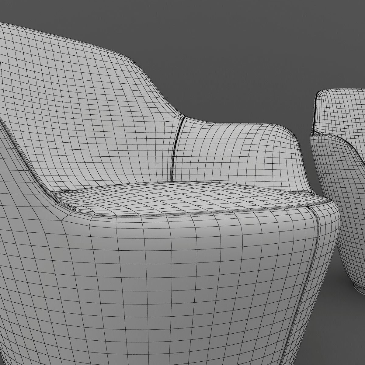 Armchair pair of chairs 3D model_15