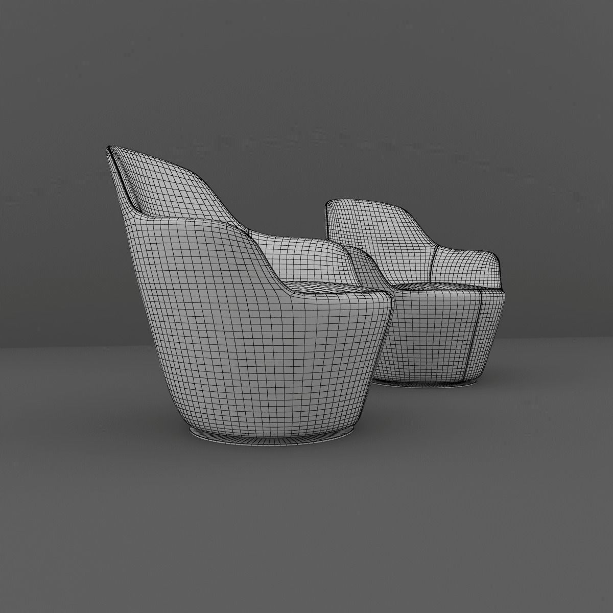 Armchair pair of chairs 3D model_14