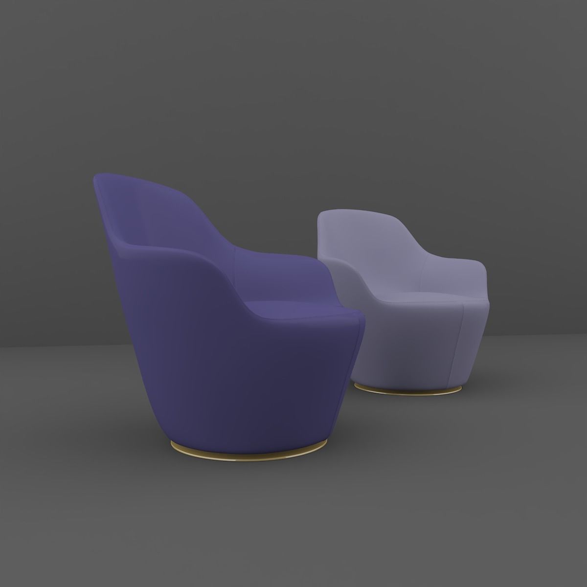 Armchair pair of chairs 3D model_2