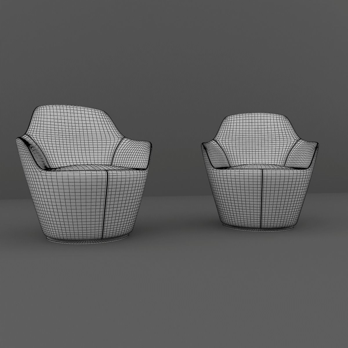 Armchair pair of chairs 3D model_13