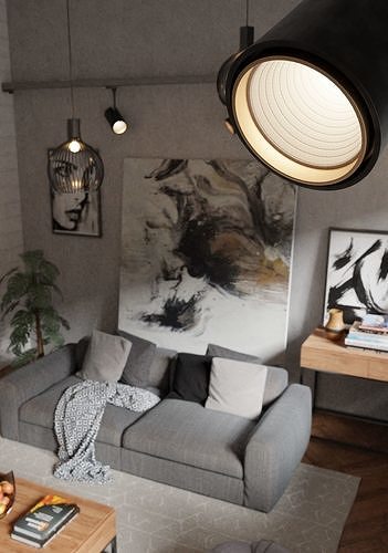 Modern Living Room 3D model 6
