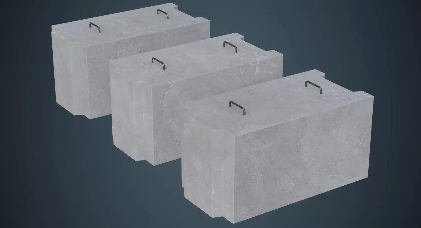 Concrete Barrier 5A Low-poly 3D model_0