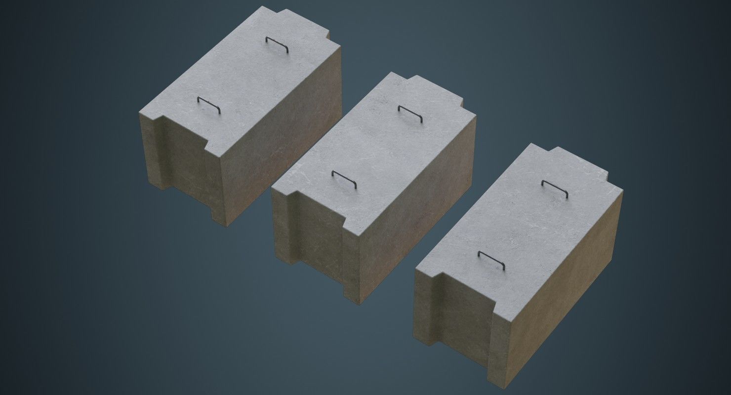Concrete Barrier 5A Low-poly 3D model_2