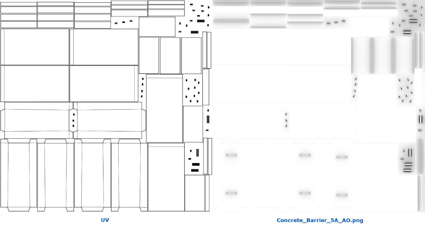 Concrete Barrier 5A Low-poly 3D model_6