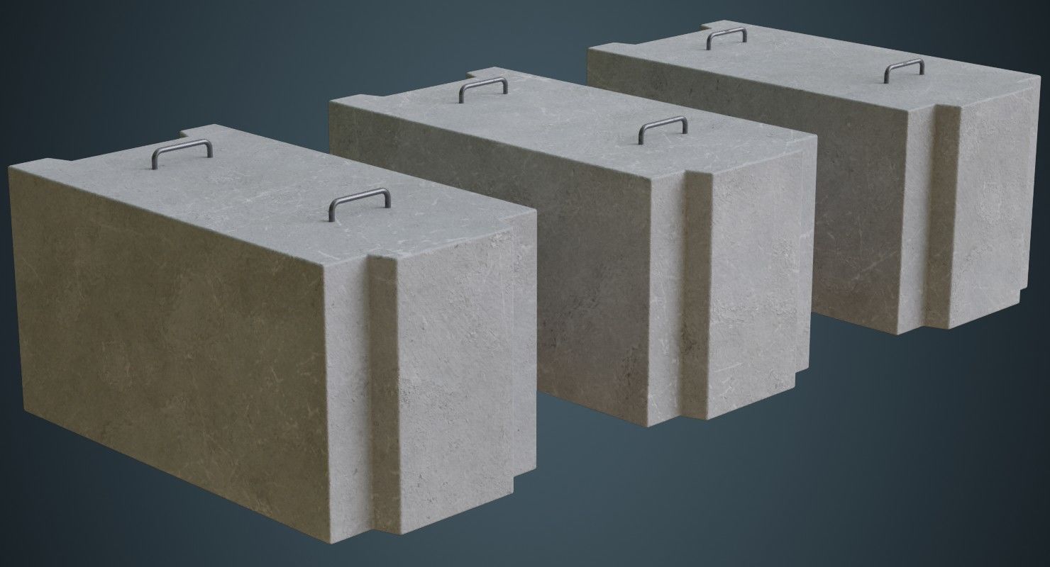 Concrete Barrier 5A Low-poly 3D model_1