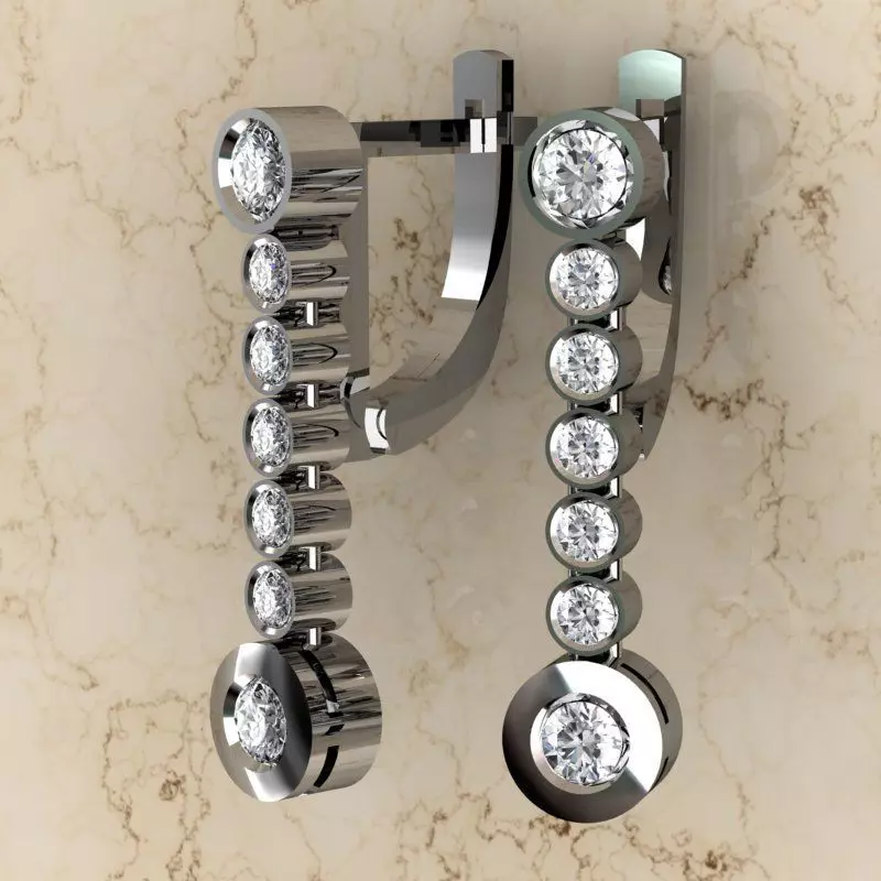 Earrings pair of with diamonds 3D print model_0