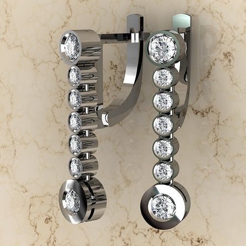 Earrings pair of with diamonds 3D print model