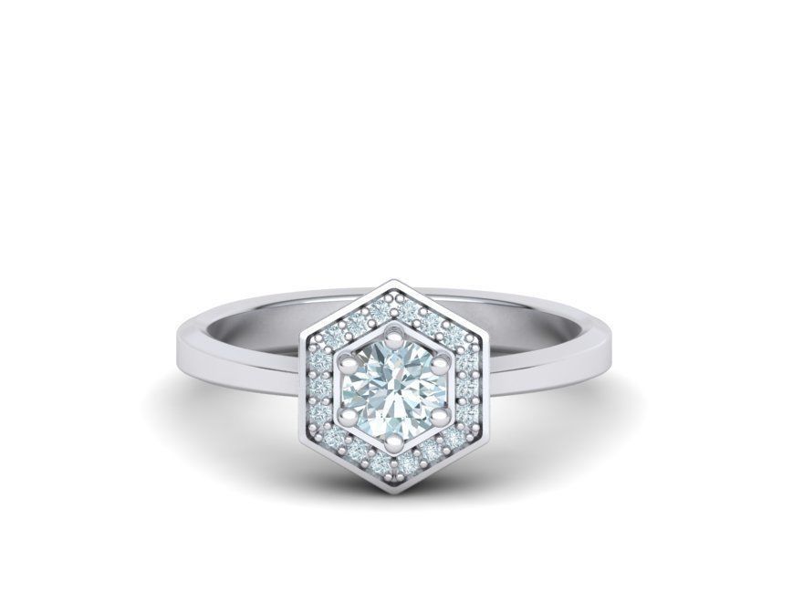 HEXAGON ENGAGEMENT RING 3dmodel 3D print model_3
