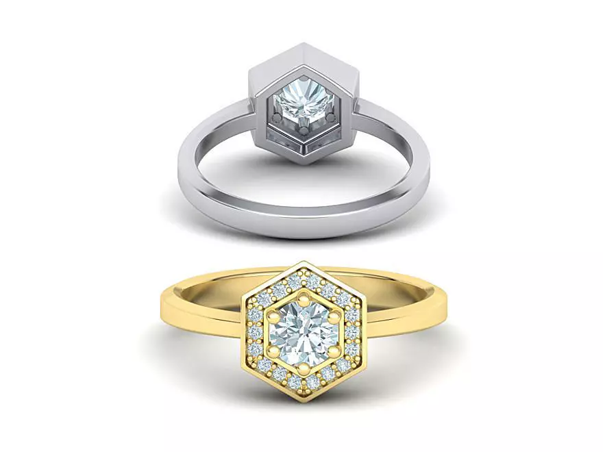 HEXAGON ENGAGEMENT RING 3dmodel 3D print model_0