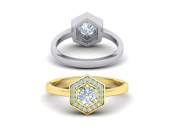 HEXAGON ENGAGEMENT RING 3dmodel 3D print model