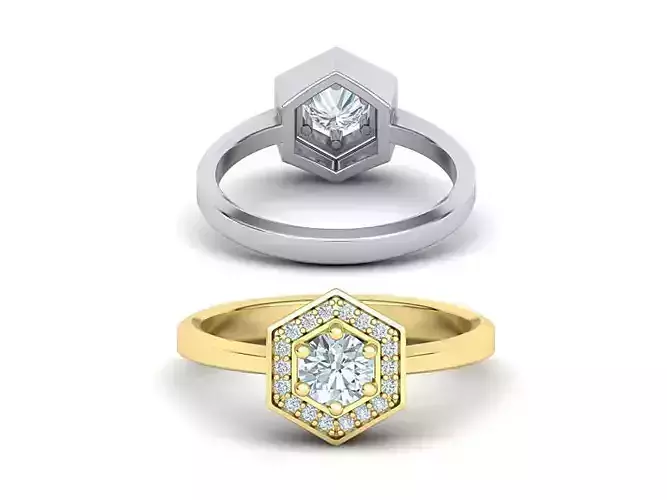 HEXAGON ENGAGEMENT RING 3dmodel 3D print model
