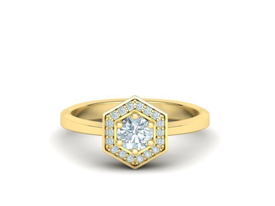 HEXAGON ENGAGEMENT RING 3dmodel 3D print model_5