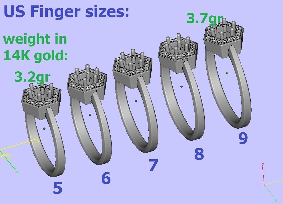 HEXAGON ENGAGEMENT RING 3dmodel 3D print model_12
