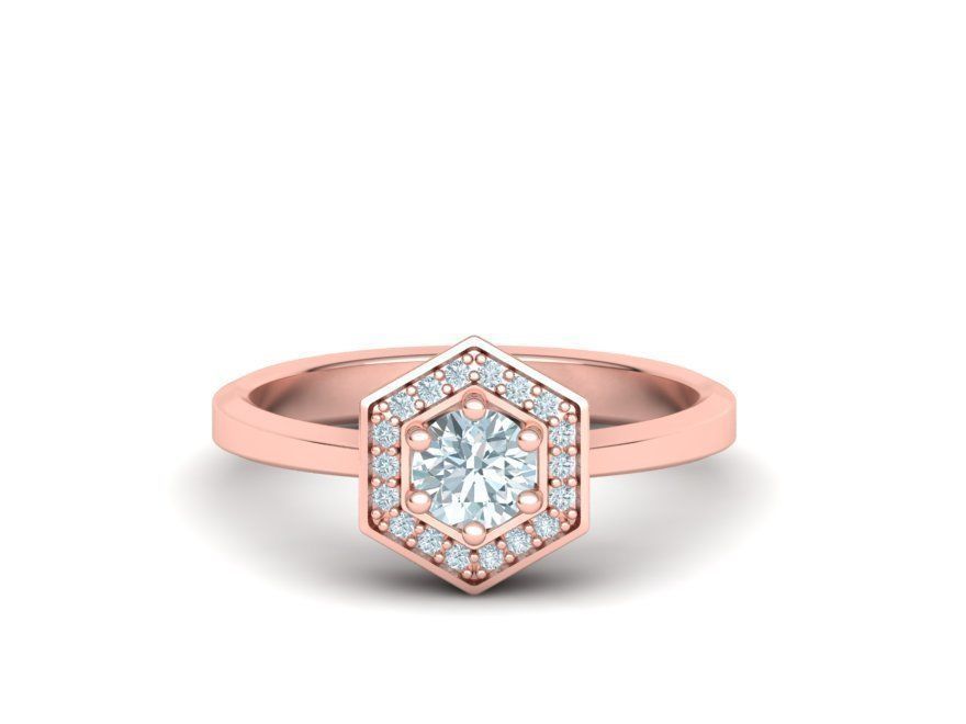 HEXAGON ENGAGEMENT RING 3dmodel 3D print model_4