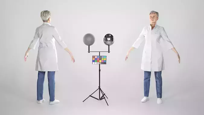 Adult female medical doctor in A-pose 145