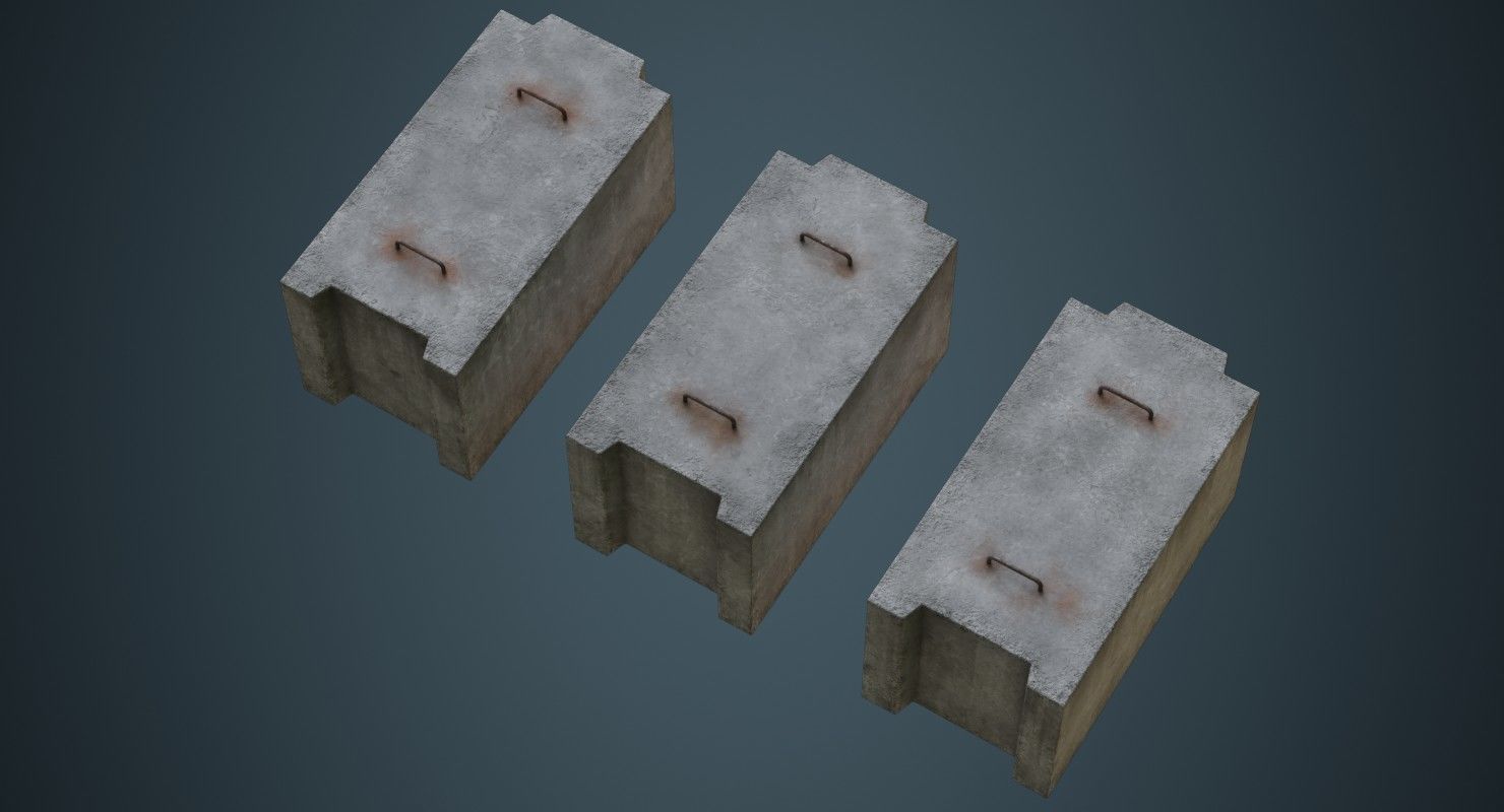 Concrete Barrier 5B Low-poly 3D model_2