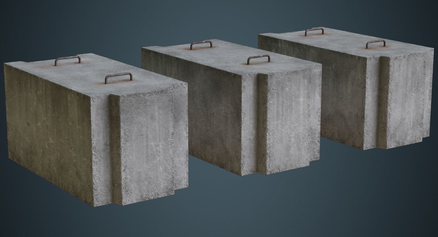Concrete Barrier 5B Low-poly 3D model_1