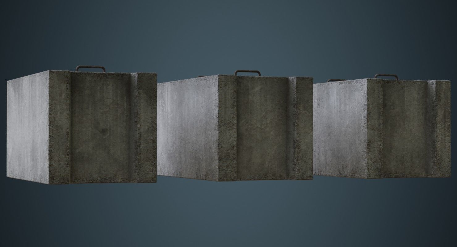 Concrete Barrier 5B Low-poly 3D model_3