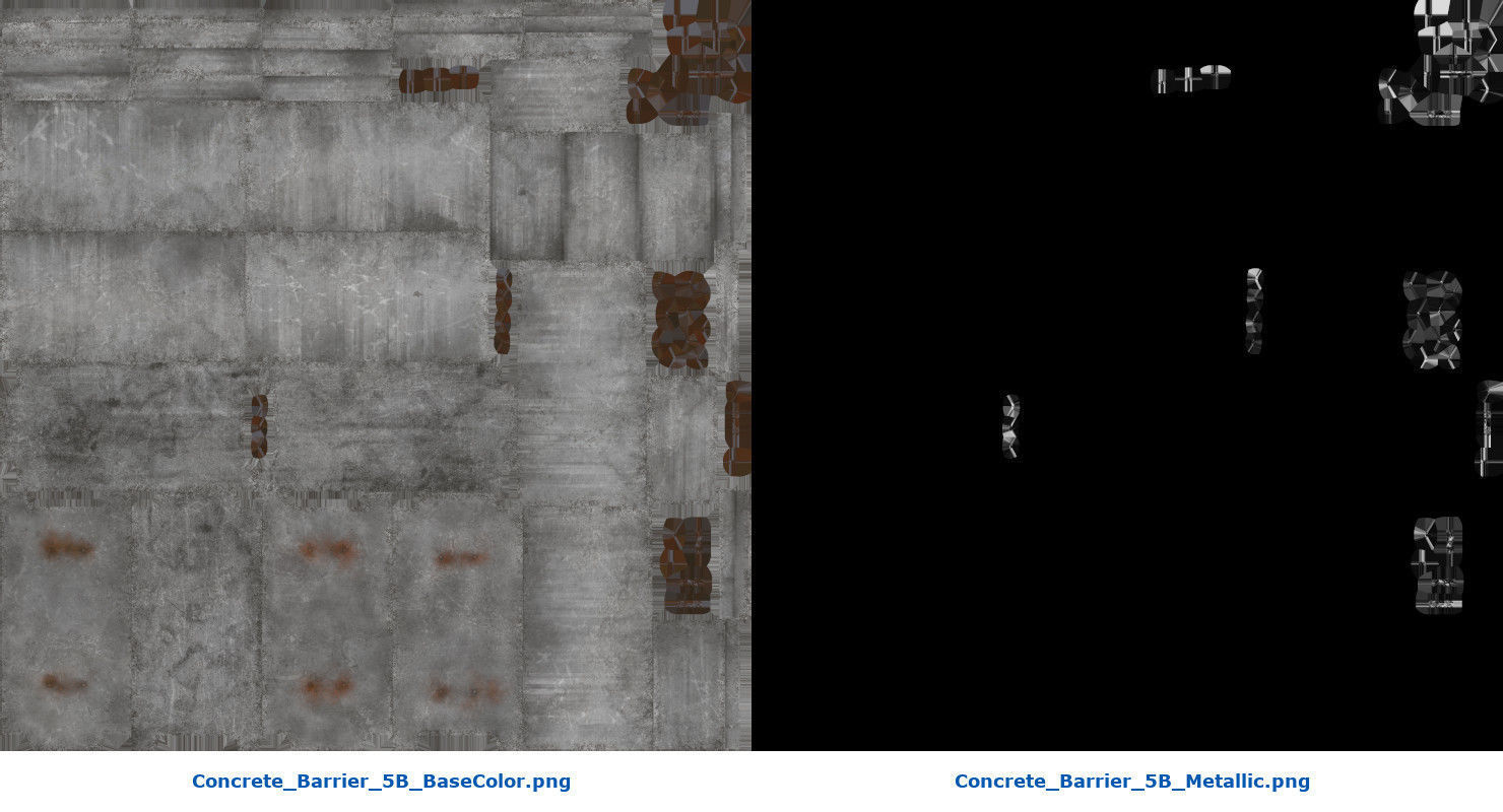 Concrete Barrier 5B Low-poly 3D model_7