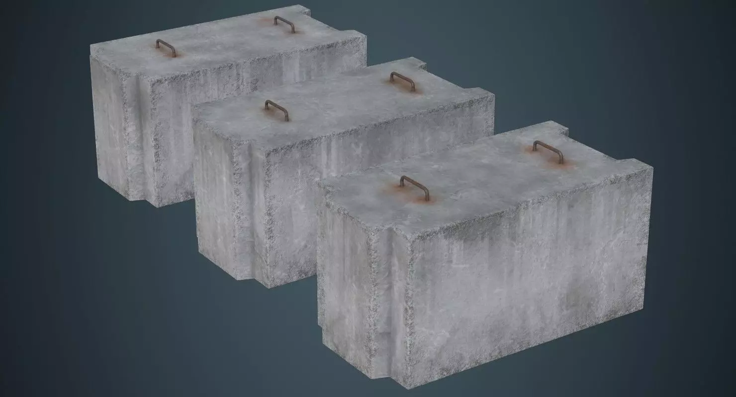 Concrete Barrier 5B Low-poly 3D model_0